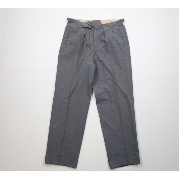 Vintage 30s Rockabilly Mens 34x31 Button Fly Wool Blend Chino Pants Houndstooth